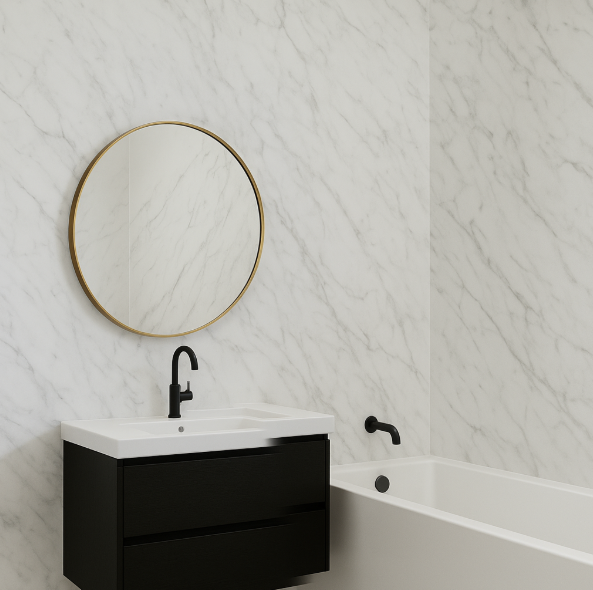 Bathroom Makeovers on a Budget: Use 3D PVC Marble Sheets for a Luxe Finish
