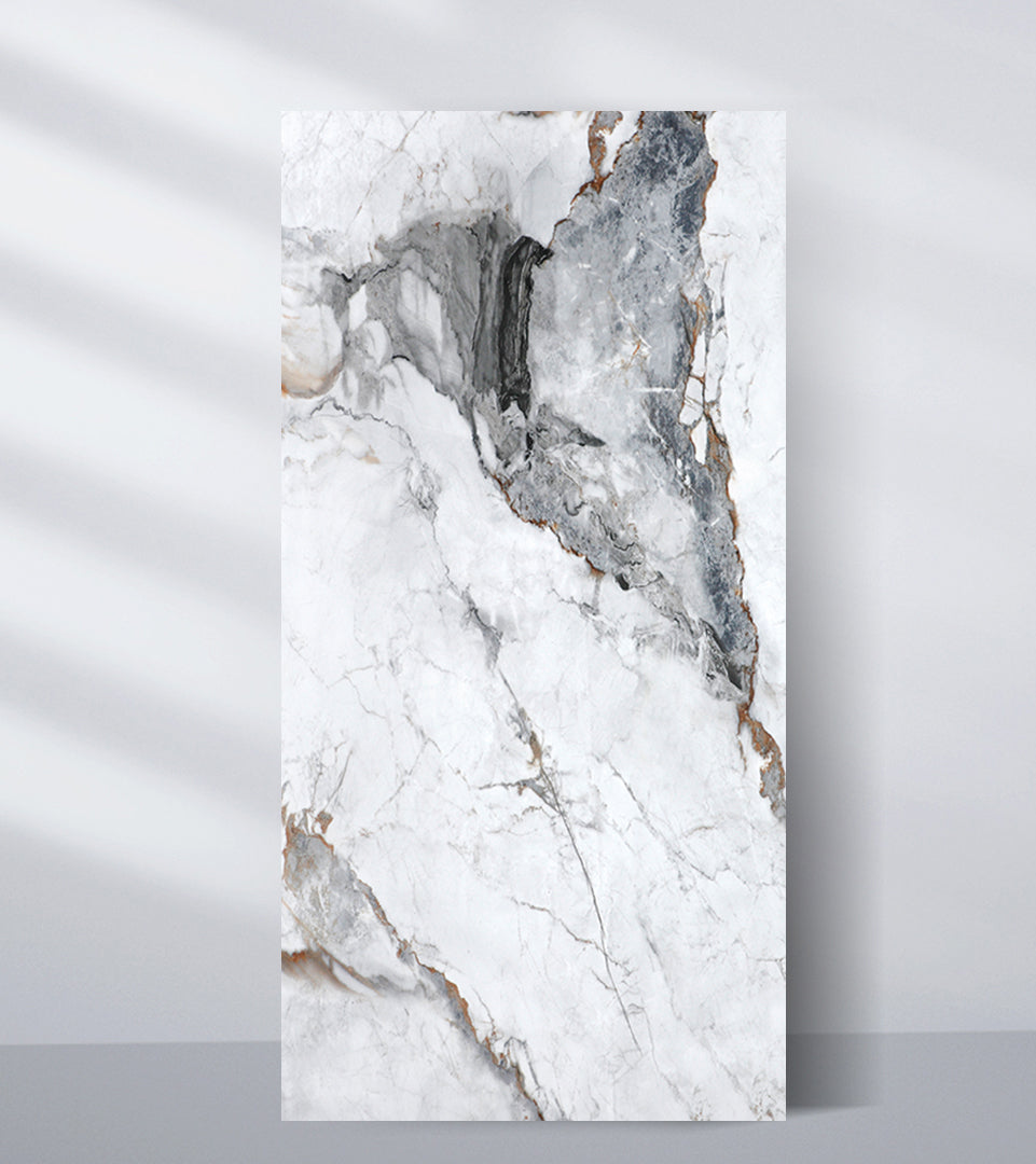 PVC Marble Sheet Wall Decor Center Blue-Brown Veined Marble
