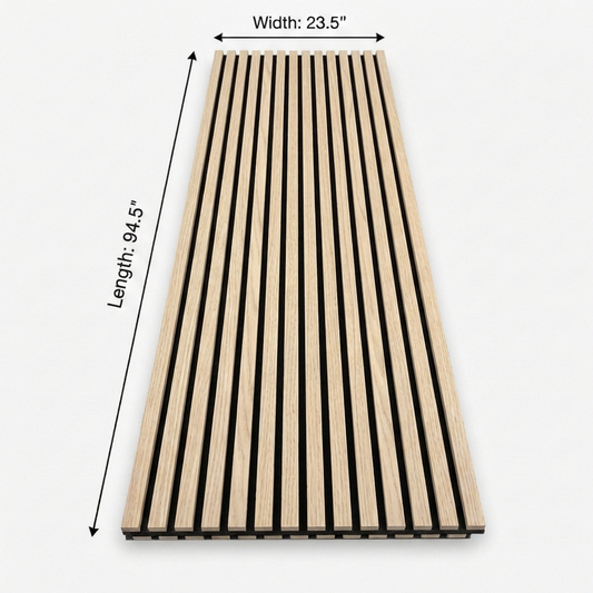 Nordic Birch acoustic wood slat wall panel dimension diagram showing 94.5-inch length and 23.5-inch width