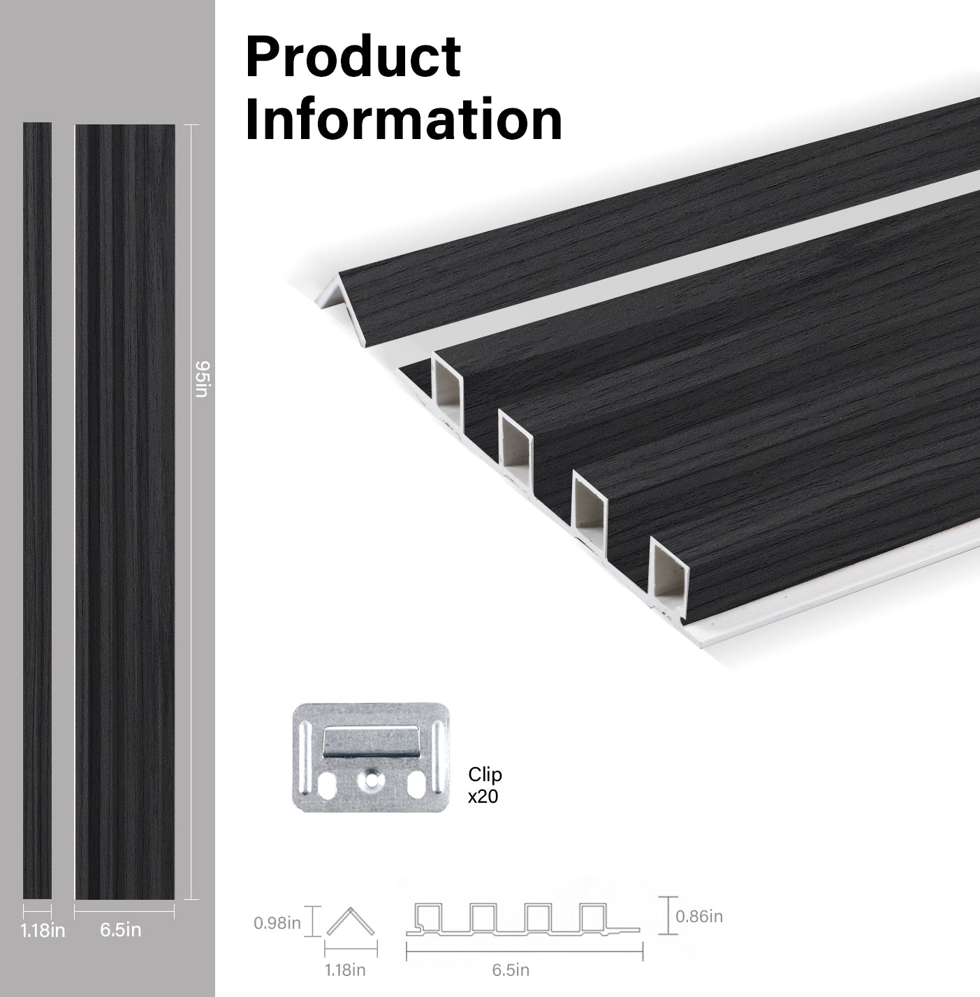 Black Timber WPC Fluted 3D Wall Panels Specifications. Wall Decor Center
