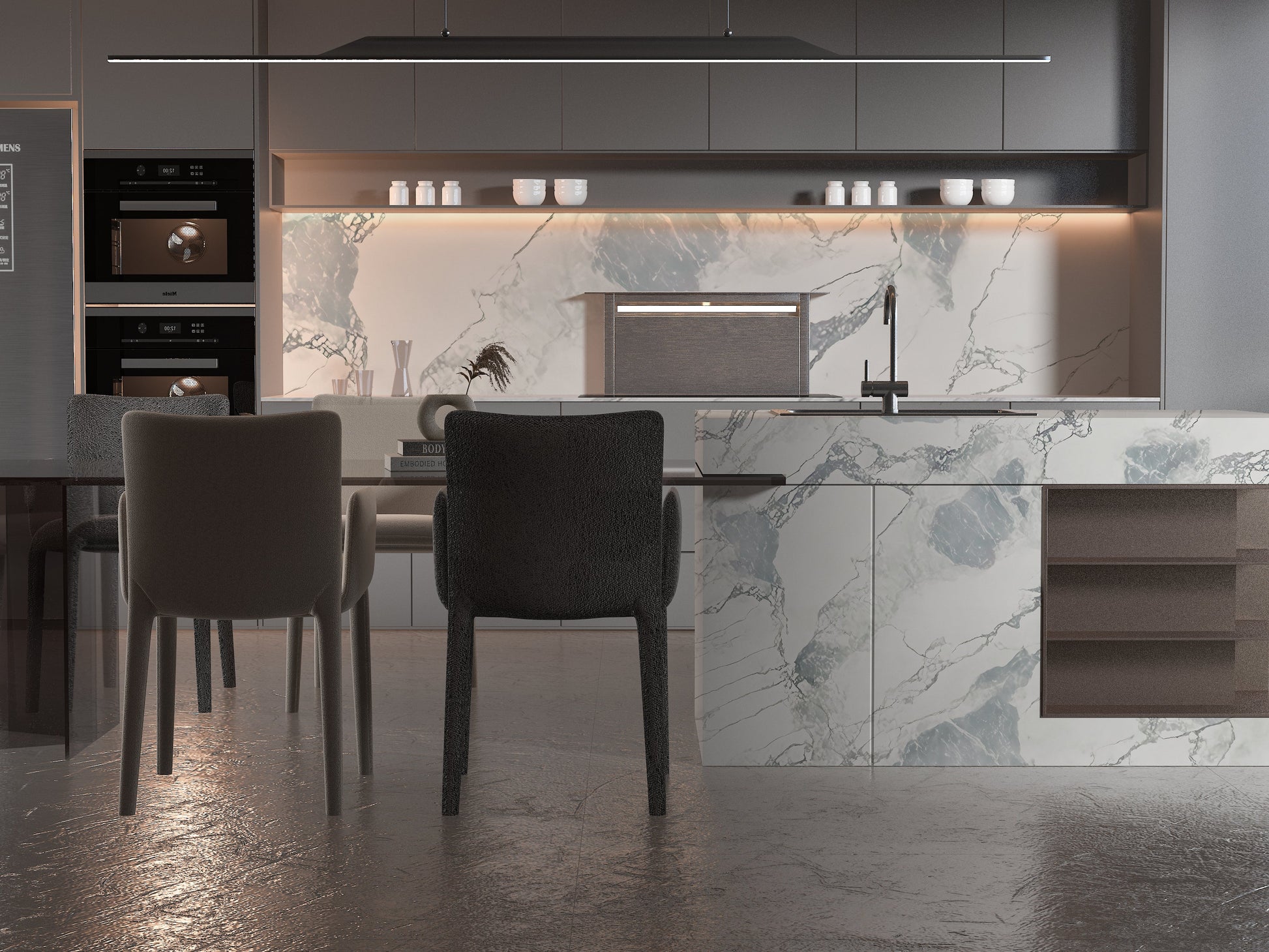 PVC 3D Marble Sheet Blue Mist. Wall Decor Center. Kitchen Design From PVC Marble Sheets
