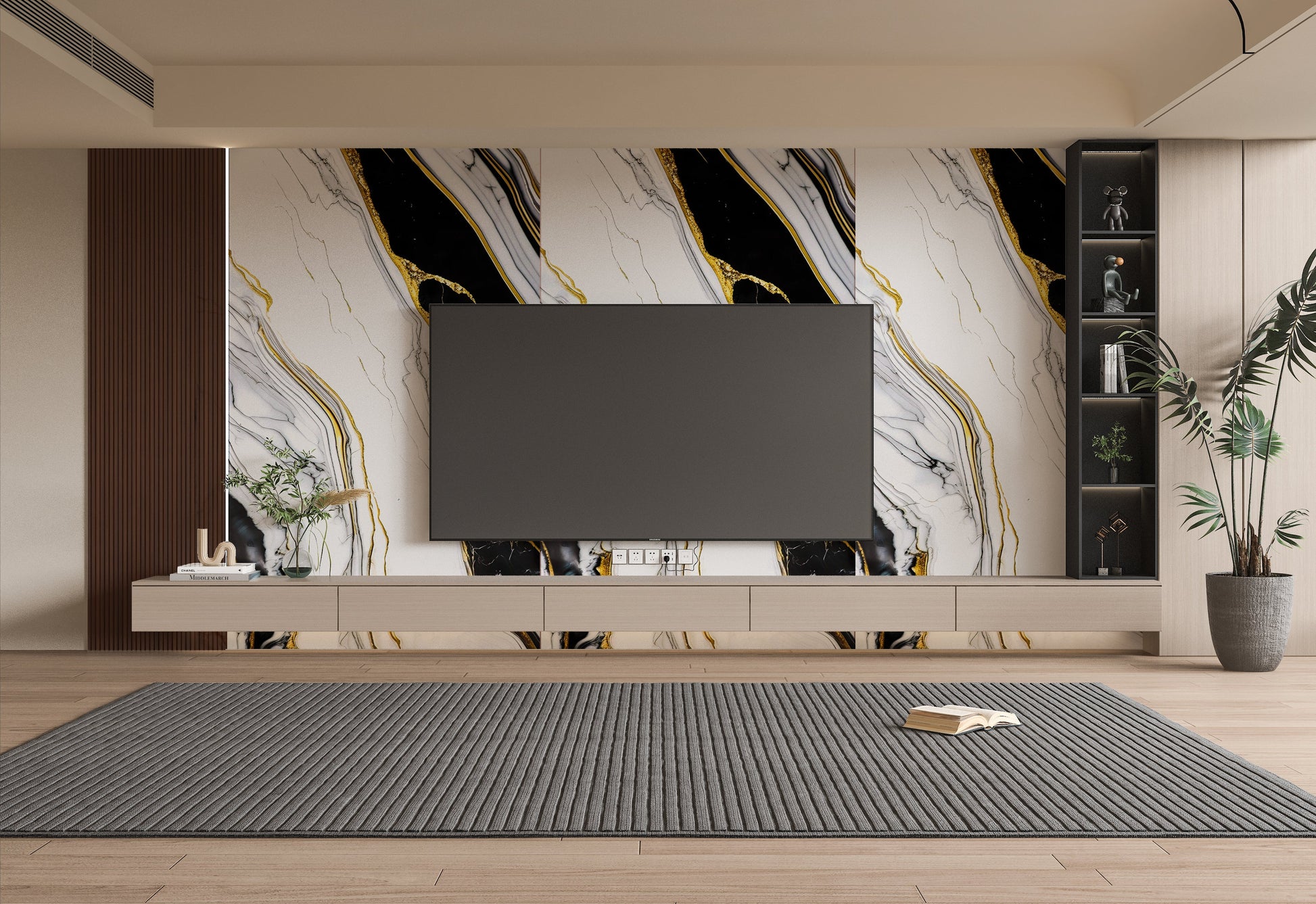PVC 3D Marble Sheet Auric. Wall Decor Center. Tv Wall Design