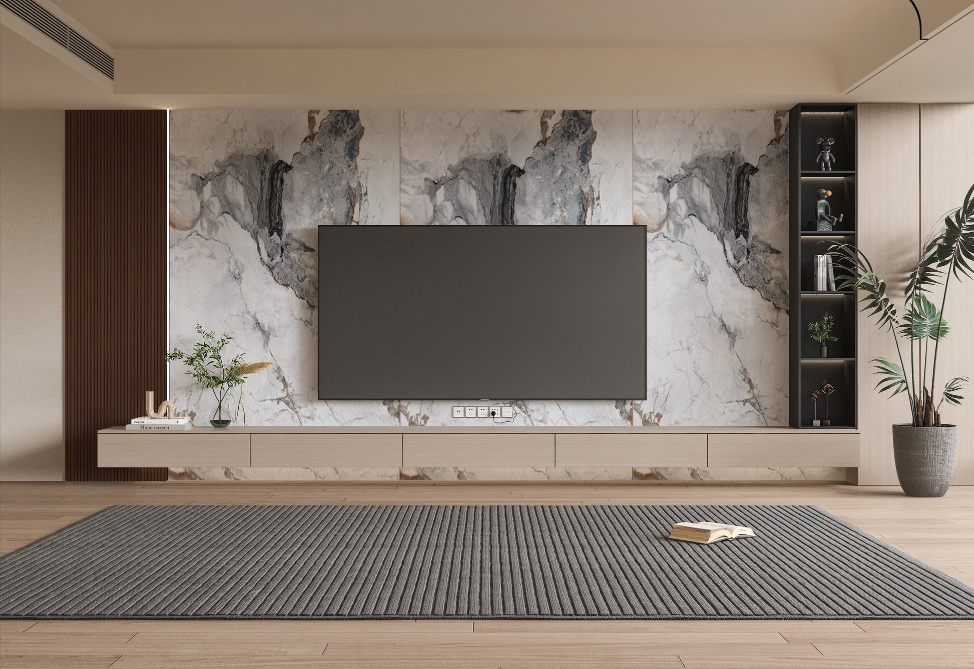 PVC 3D Marble Sheet Blue-Brown Veined. Wall Decor Center. Tv Wall Design