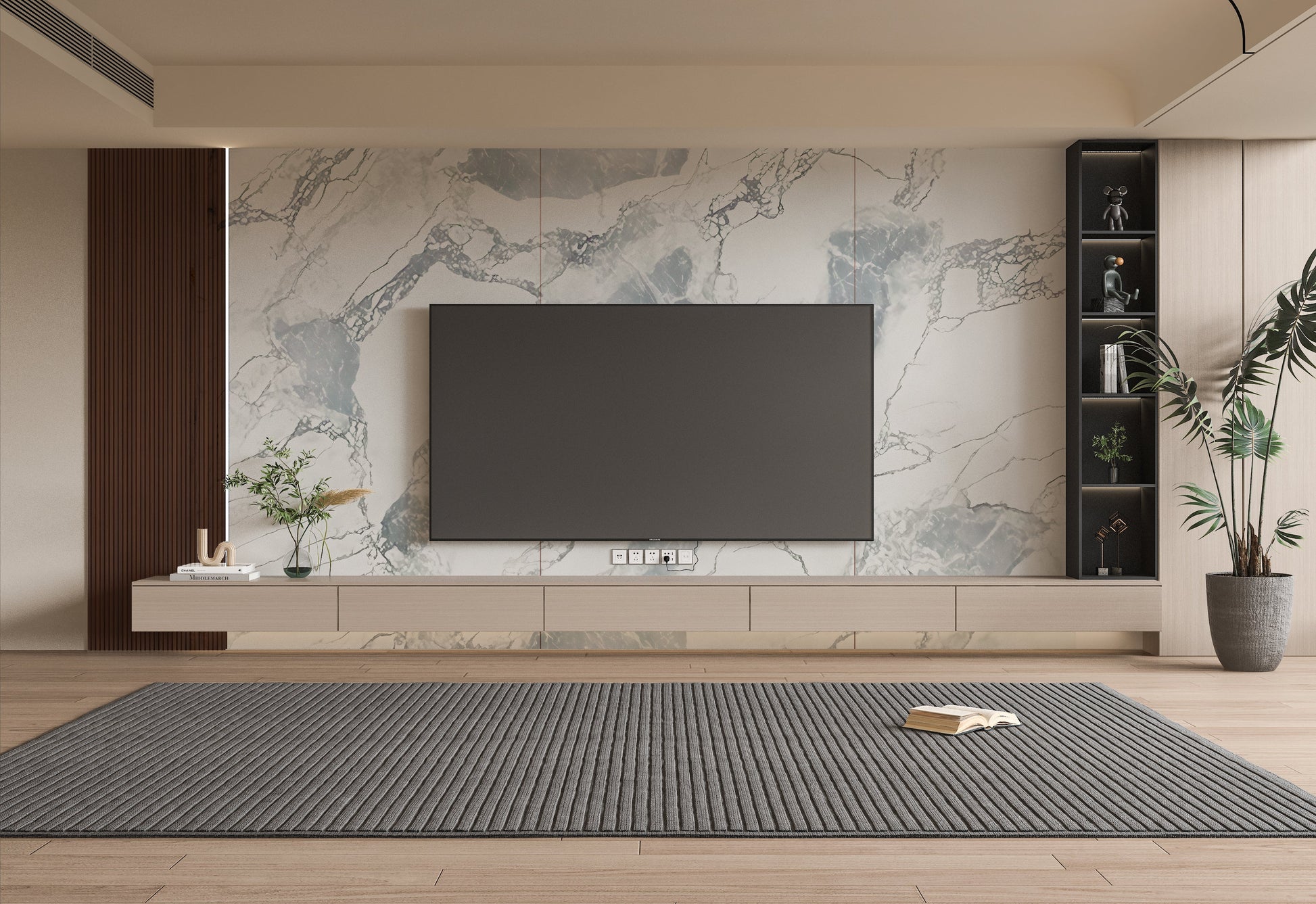 PVC 3D Marble Sheet Blue Mist. Wall Decor Center. Tv Wall Design