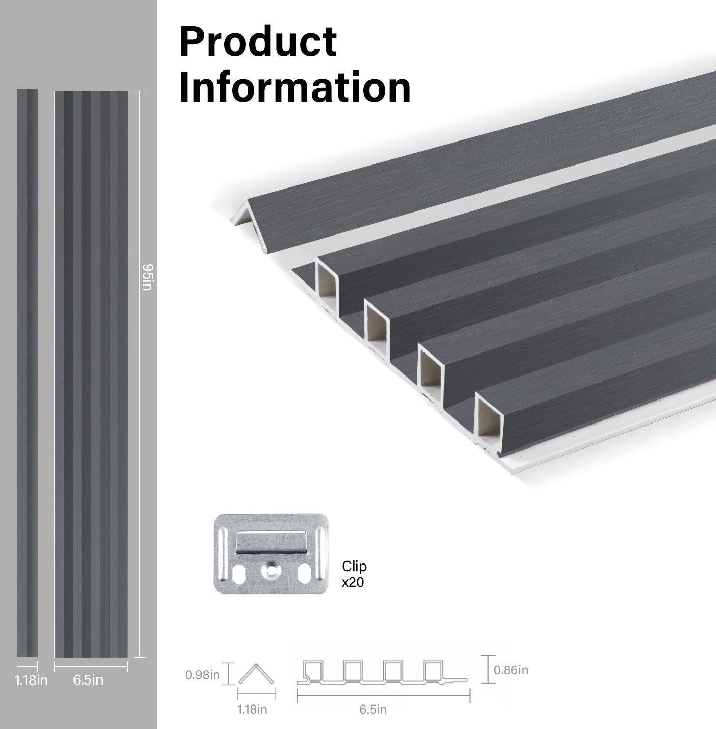 Silver Gray Metallic WPC Fluted 3D Wall Panels Specifications. Wall Decor Center