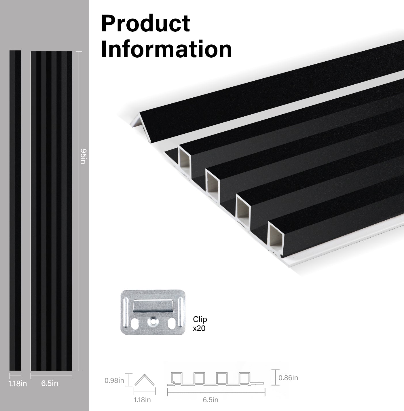 Luxe Noir WPC Fluted 3D Wall Panels Specifications. Wall Decor Center