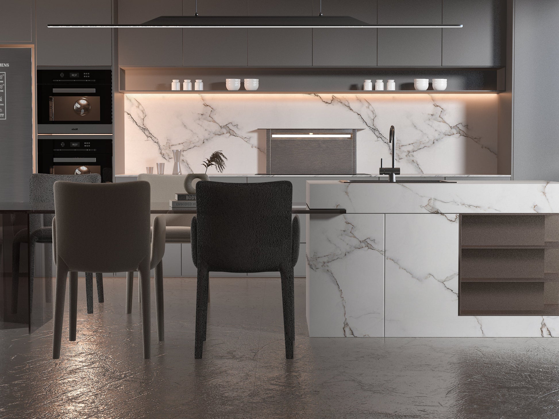 PVC 3D Marble Sheet Calacatta White. Wall Decor Center. Kitchen Design From PVC Marble Sheets