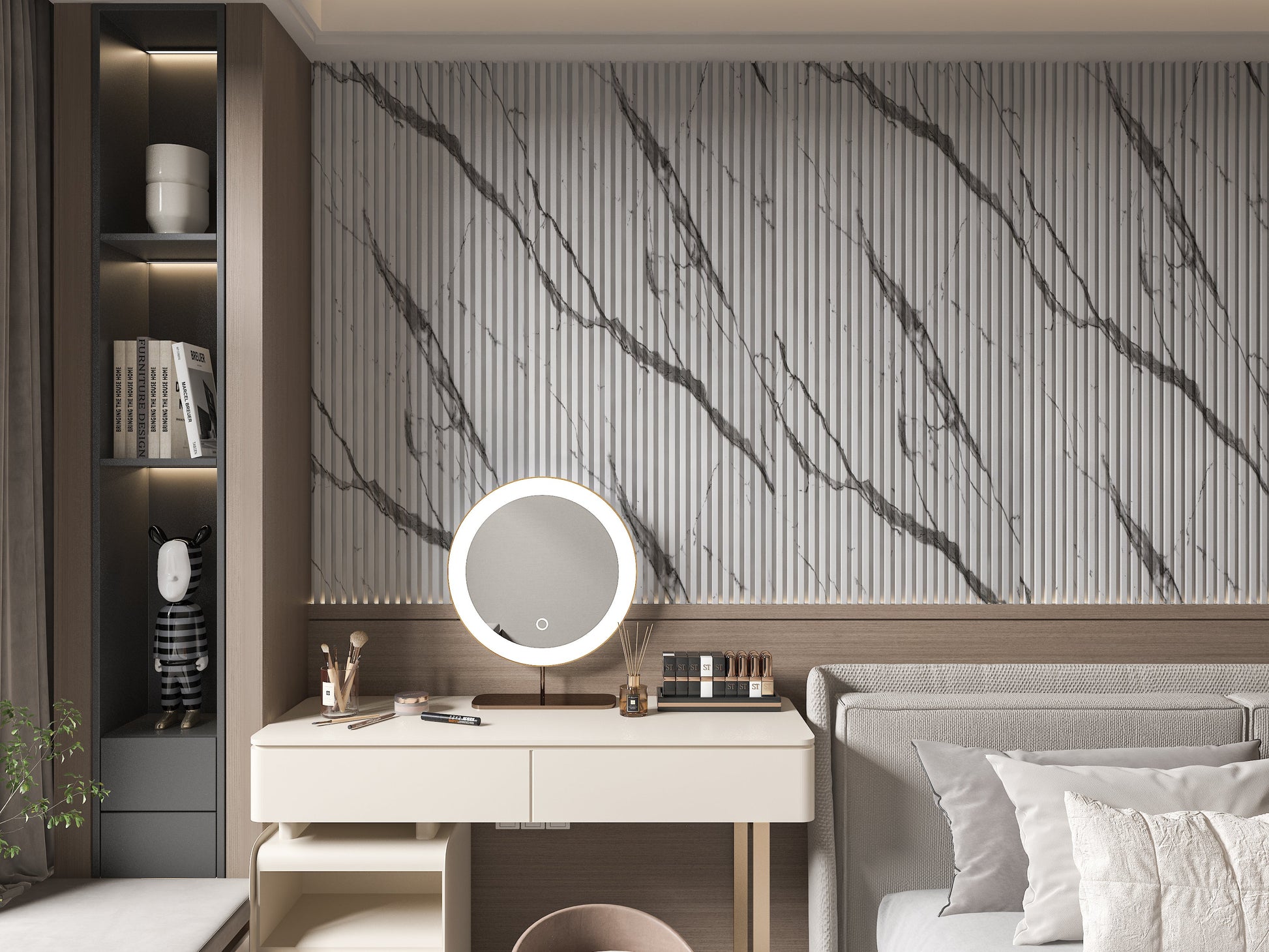 Gray Vain WPC Fluted 3D Wall Panels. Wall Decor Center. Living Room Design With WPC Fluted Wall Panels