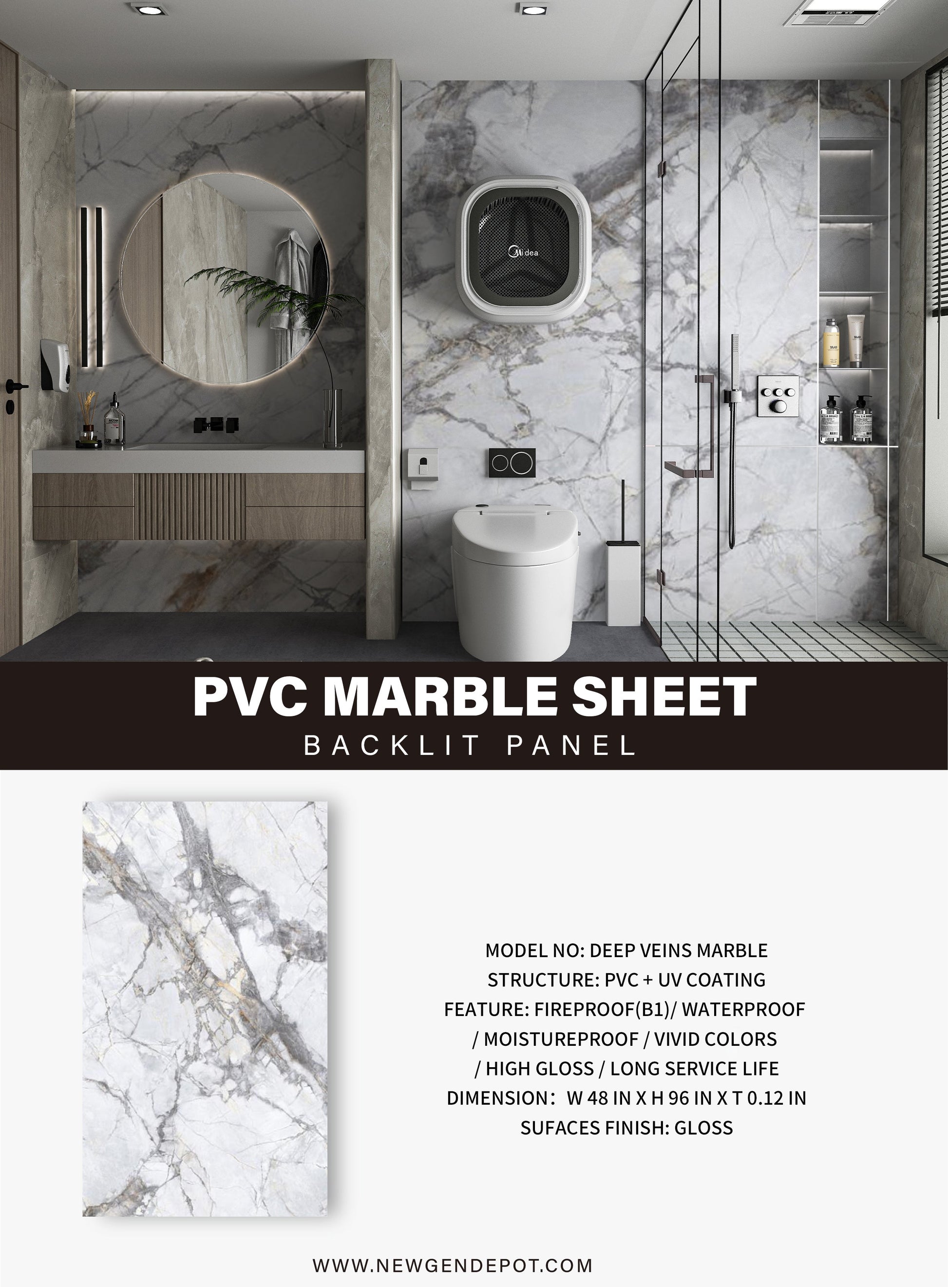 PVC 3D Marble Sheet Deep Veins Specifications. Wall Decor Center