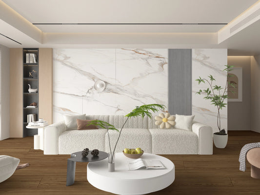 Amber Vein Luxury PVC Marble Wall Panel (4x8 ft) Waterproof & Fire-Resistant | UV Protected (Covers 32 sq. ft)