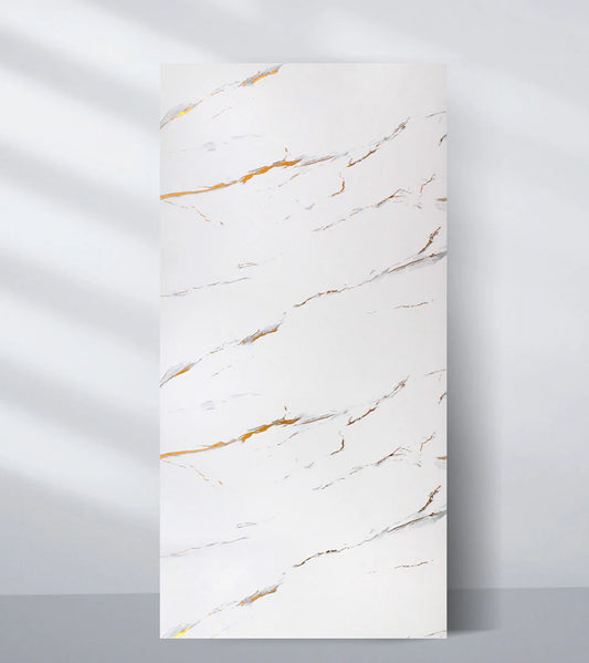 Caramel Vein PVC Marble Wall Panel (4x8 ft) Waterproof & Fire-Resistant | UV Protected (Covers 32 sq. ft)