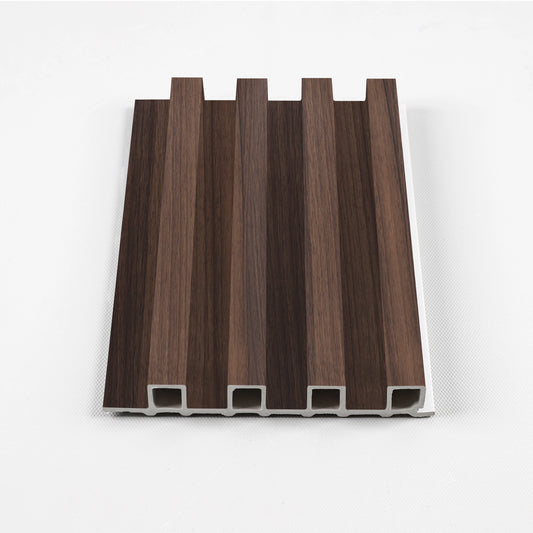 Dark Walnut Oak WPC Fluted 3D Wall Panels | 14 Panels per Box (68 sq. ft. Coverage)