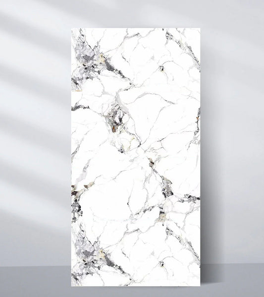 Glacier Vein Luxury PVC Marble Wall Panel (4x8 ft) Waterproof & Fire-Resistant | UV Protected (Covers 32 sq. ft)