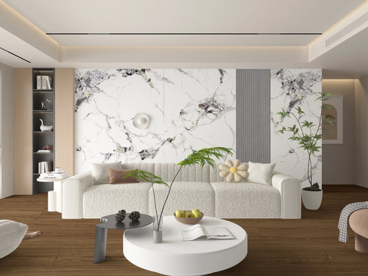 Glacier Vein Luxury PVC Marble Wall Panel (4x8 ft) Waterproof & Fire-Resistant | UV Protected (Covers 32 sq. ft)