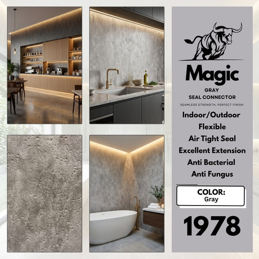 Gray Magic Marble Seal Connector for seamless PVC marble wall panel joints and professional interior installations.