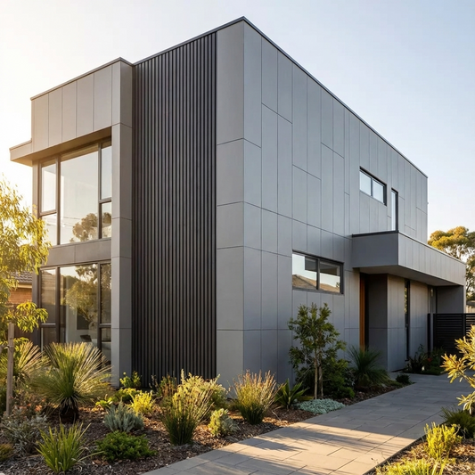 Wide composite cladding boards gray color side profile