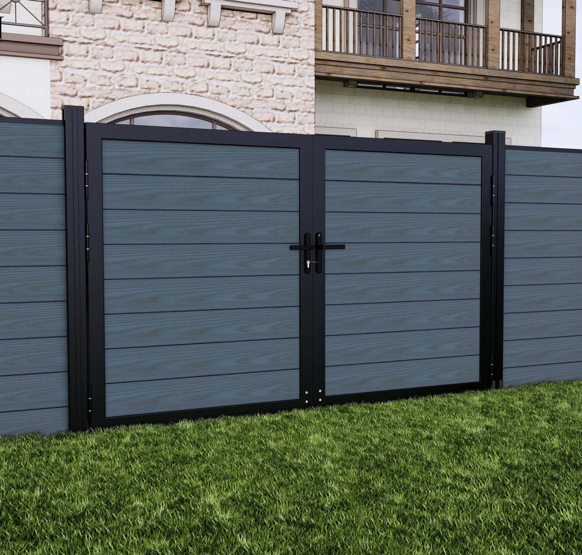 Gray Safety 10 ft. W x 6 ft. H Composite Panel Fence Gate