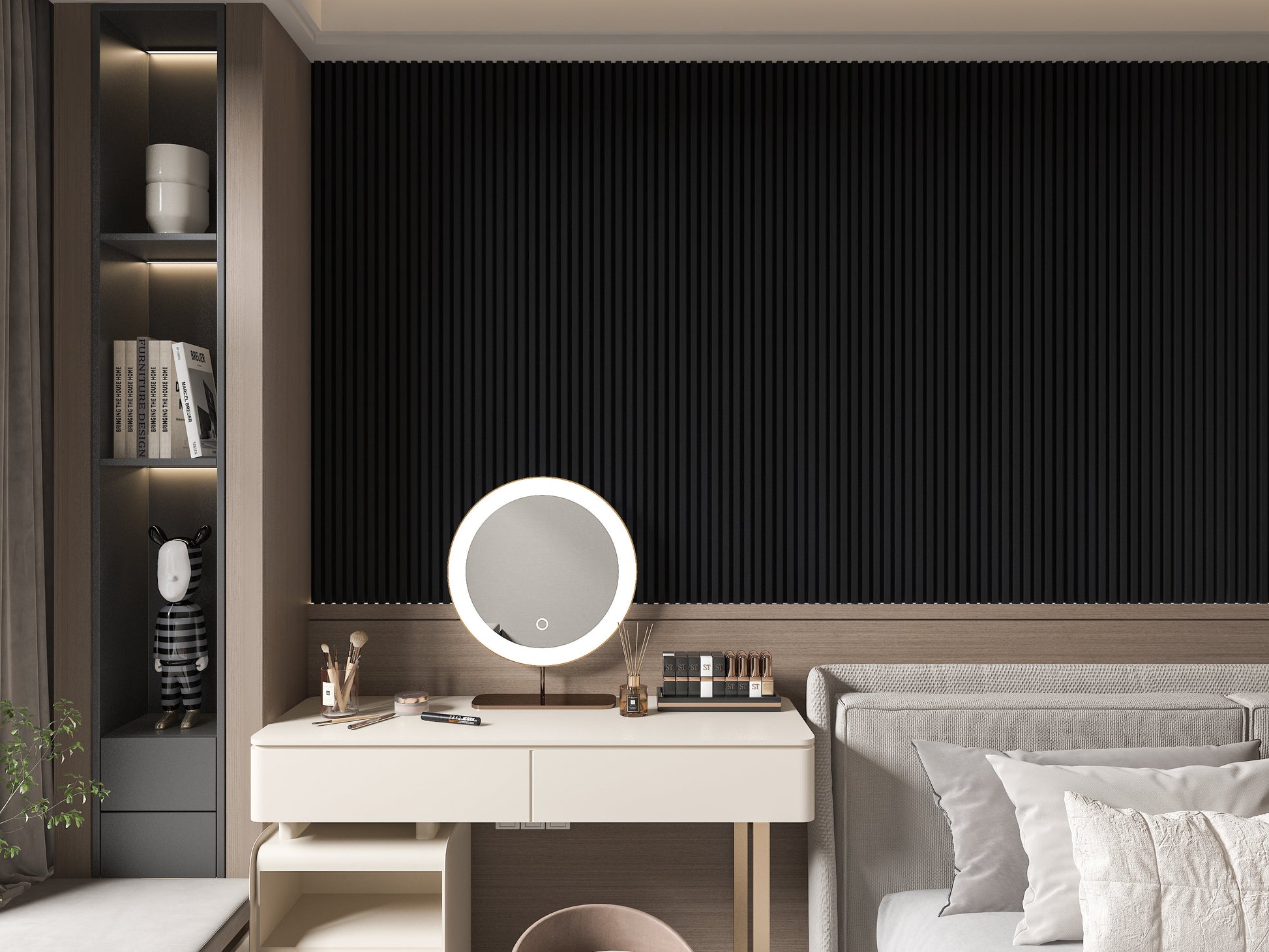 Luxe Noir WPC Fluted 3D Wall Panels. Wall Decor Center. Bedroom Wall Design