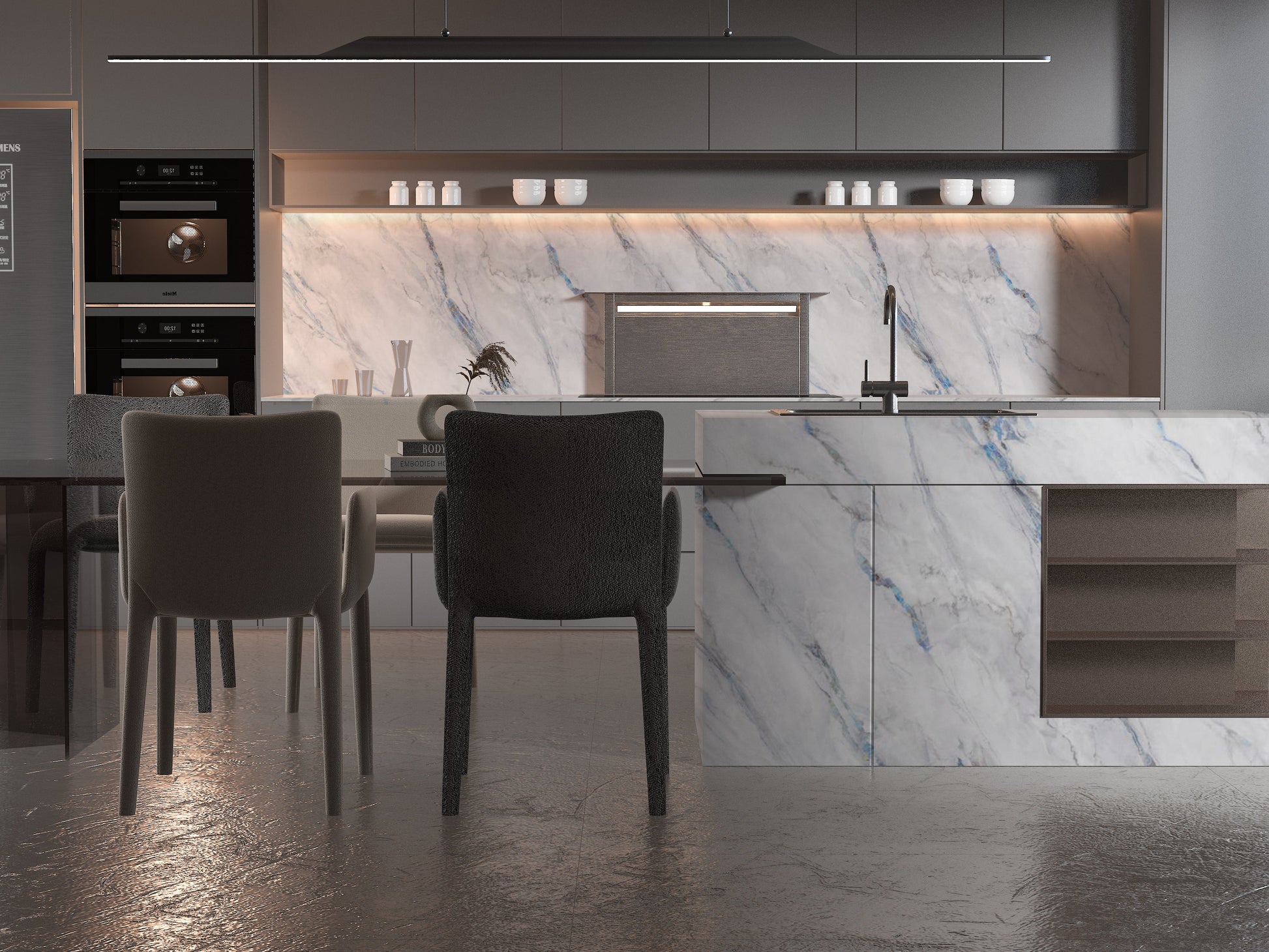 PVC 3D Marble Sheet Bluewave. Wall Decor Center. Kitchen Design From PVC Marble Sheets
