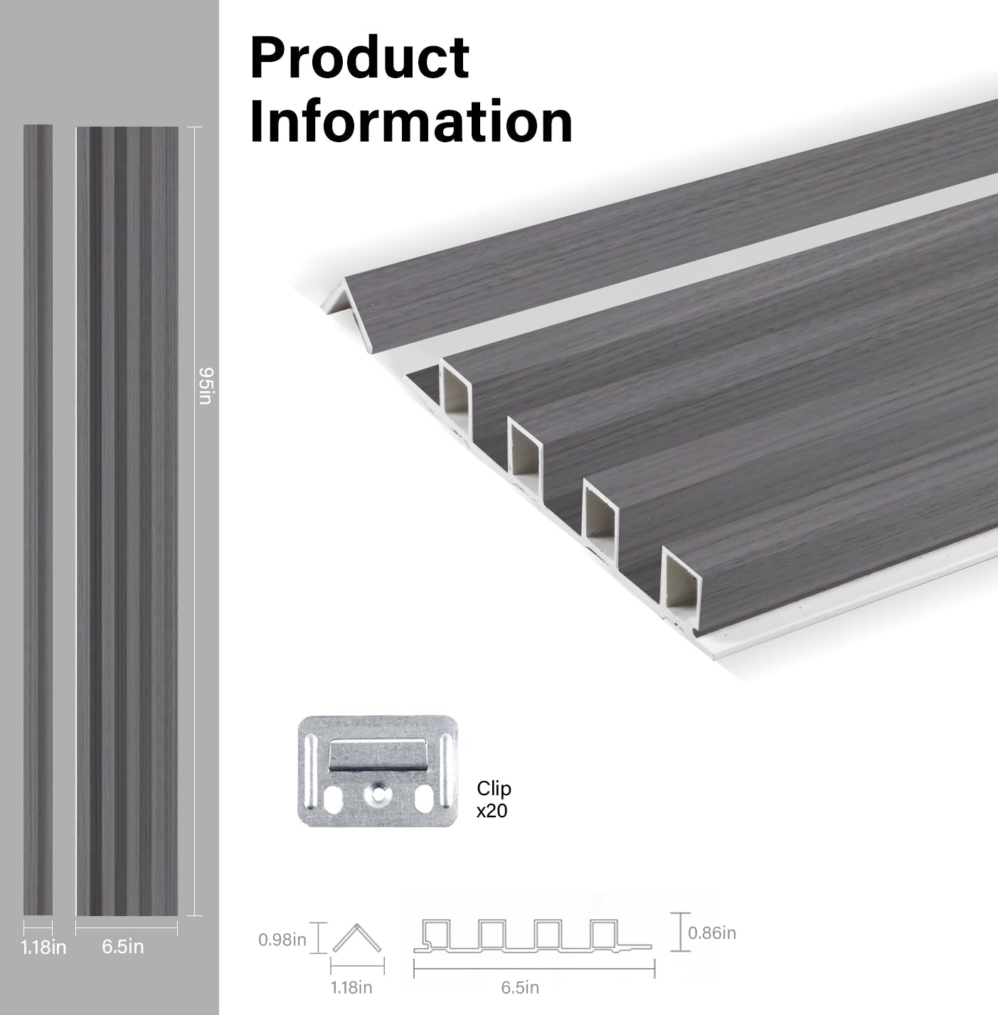 Oak Gray WPC Fluted 3D Wall Panels Specifications. Wall Decor Center