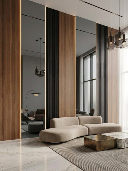 Gray Mirror Wood Veneer Panel – 9x4 ft, 8 mm, Fireproof, Waterproof & Scratch-Resistant