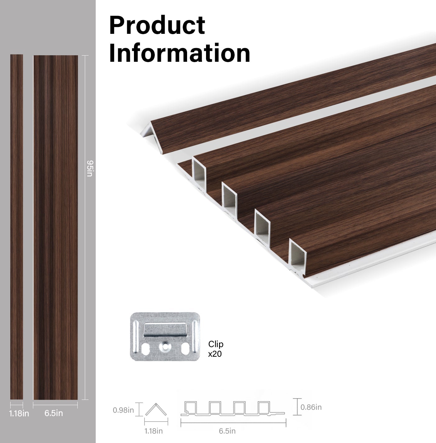 Dark Walnut WPC Fluted 3D Wall Panels Specifications. Wall Decor Center