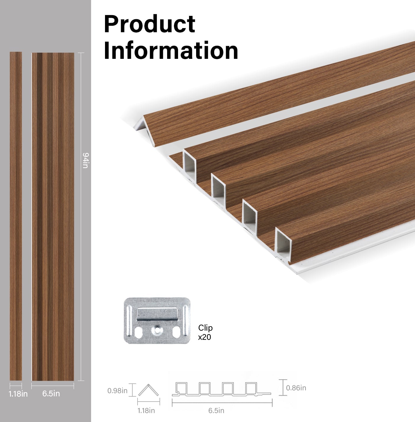 Midnight Elm WPC Fluted 3D Wall Panels Specifications. Wall Decor Center