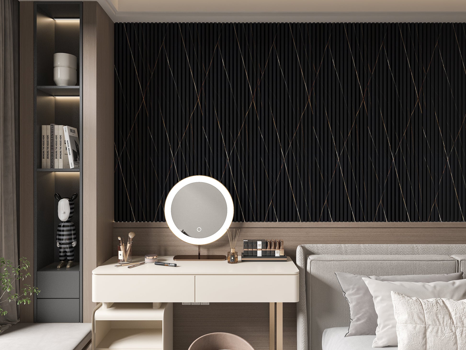 Noir Royale WPC Fluted 3D Wall Panels. Wall Decor Center. Bedroom Wall Design