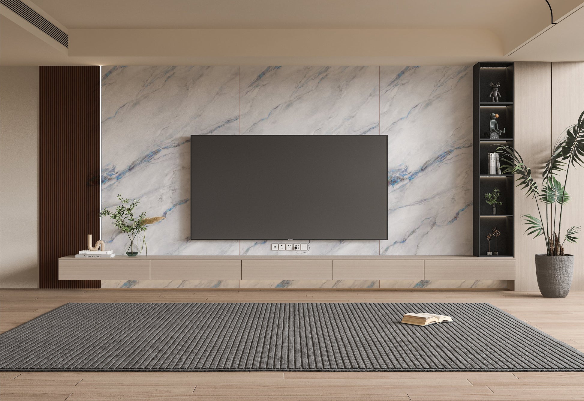 PVC 3D Marble Sheet Bluewave. Wall Decor Center. Tv Wall Design