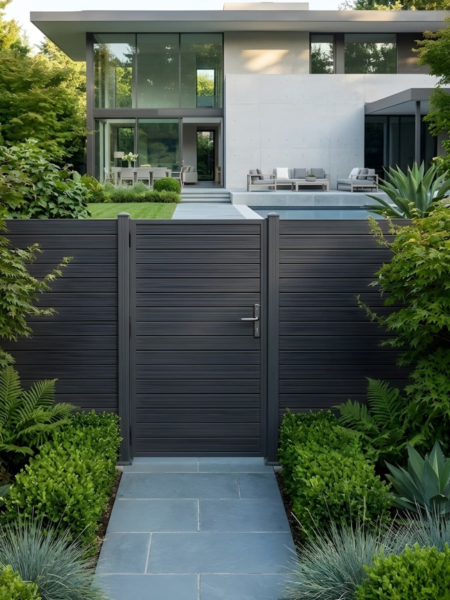 outdoor aluminum fence gate full privacy solid panel 4x6