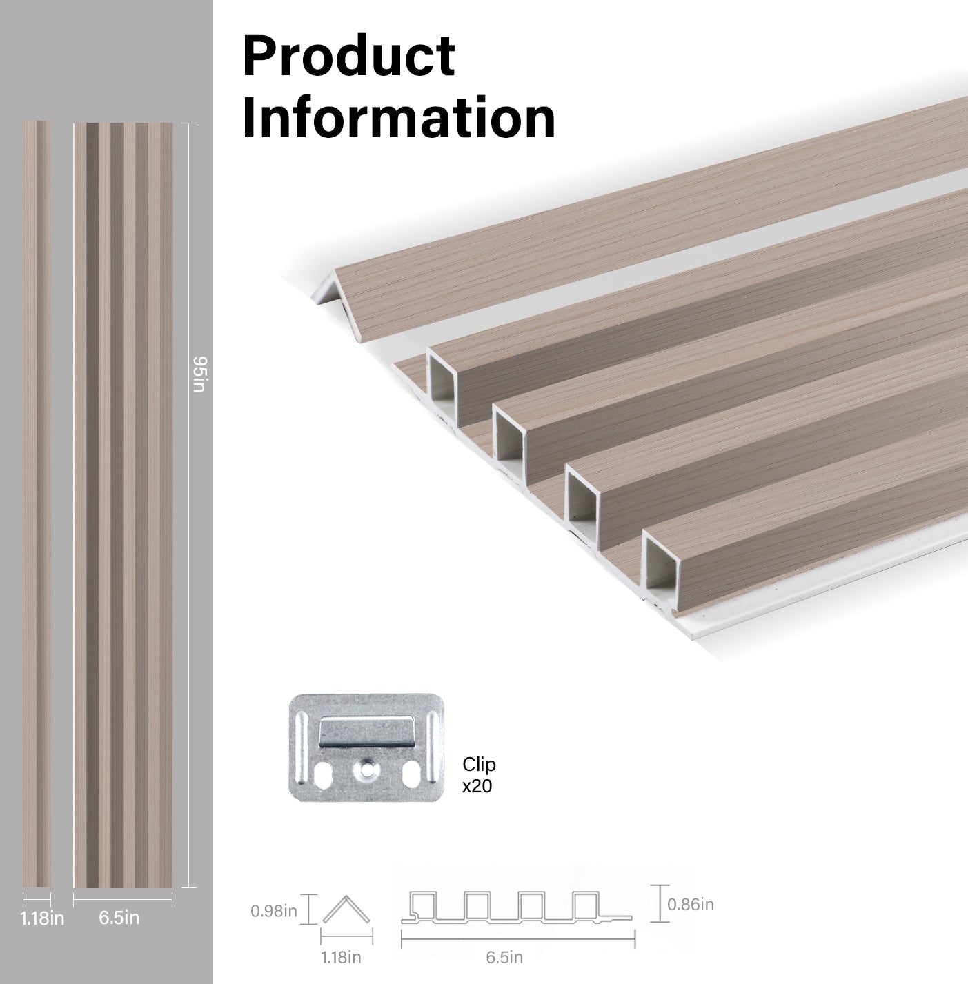 Cedar Oak WPC Fluted 3D Wall Panels Specifications. Wall Decor Center