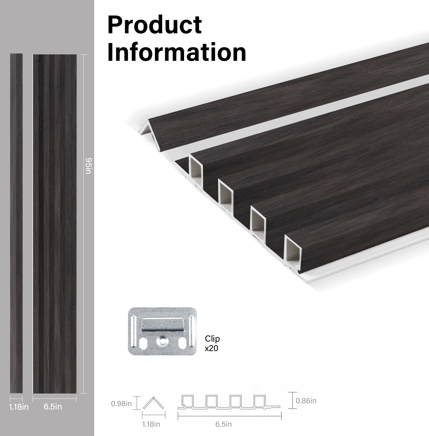 Dark Smoky Oak WPC Fluted 3D Wall Panels Specifications. Wall Decor Center