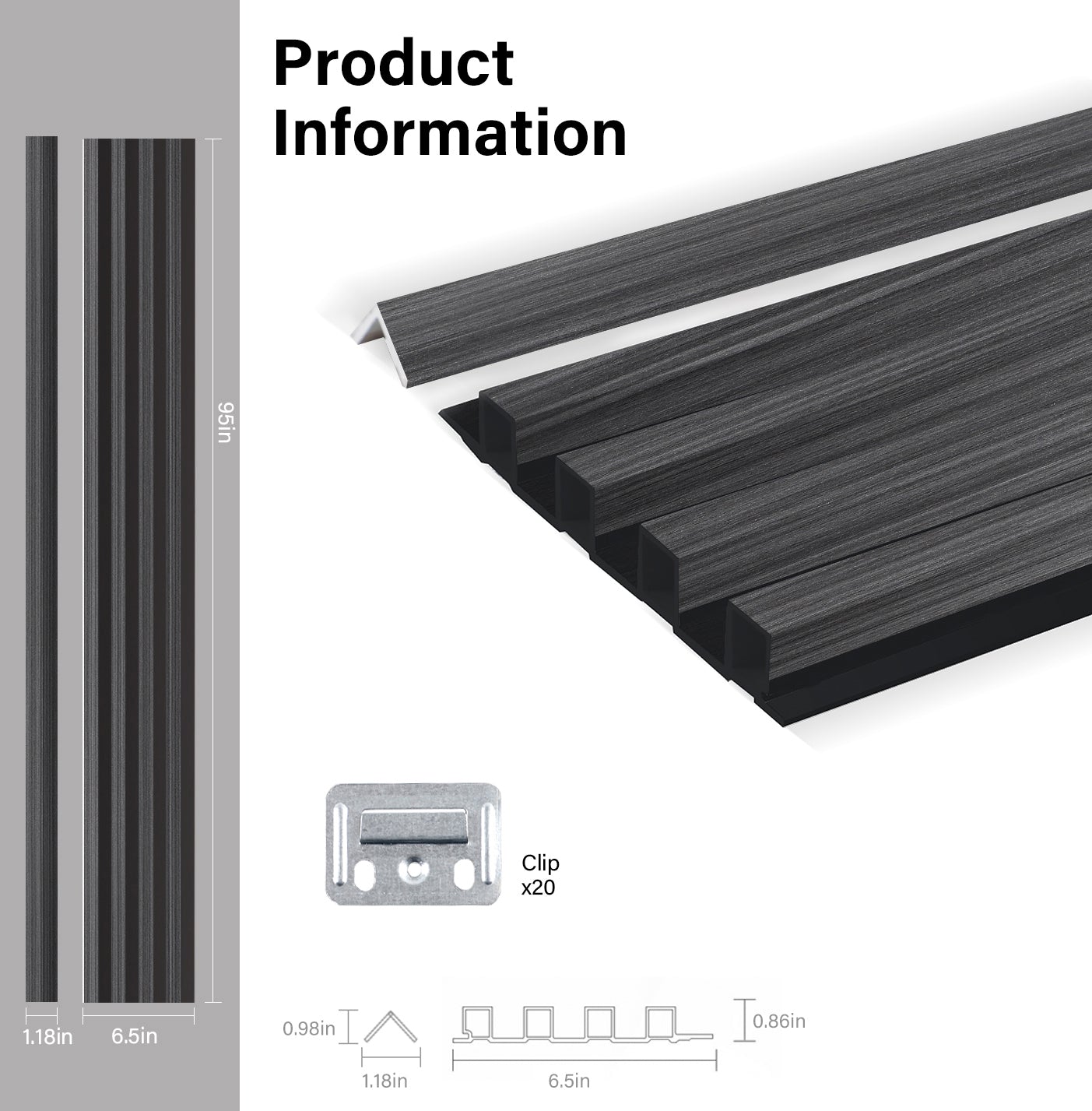 Carborn Gray WPC Fluted 3D Wall Panels Specifications. Wall Decor Center