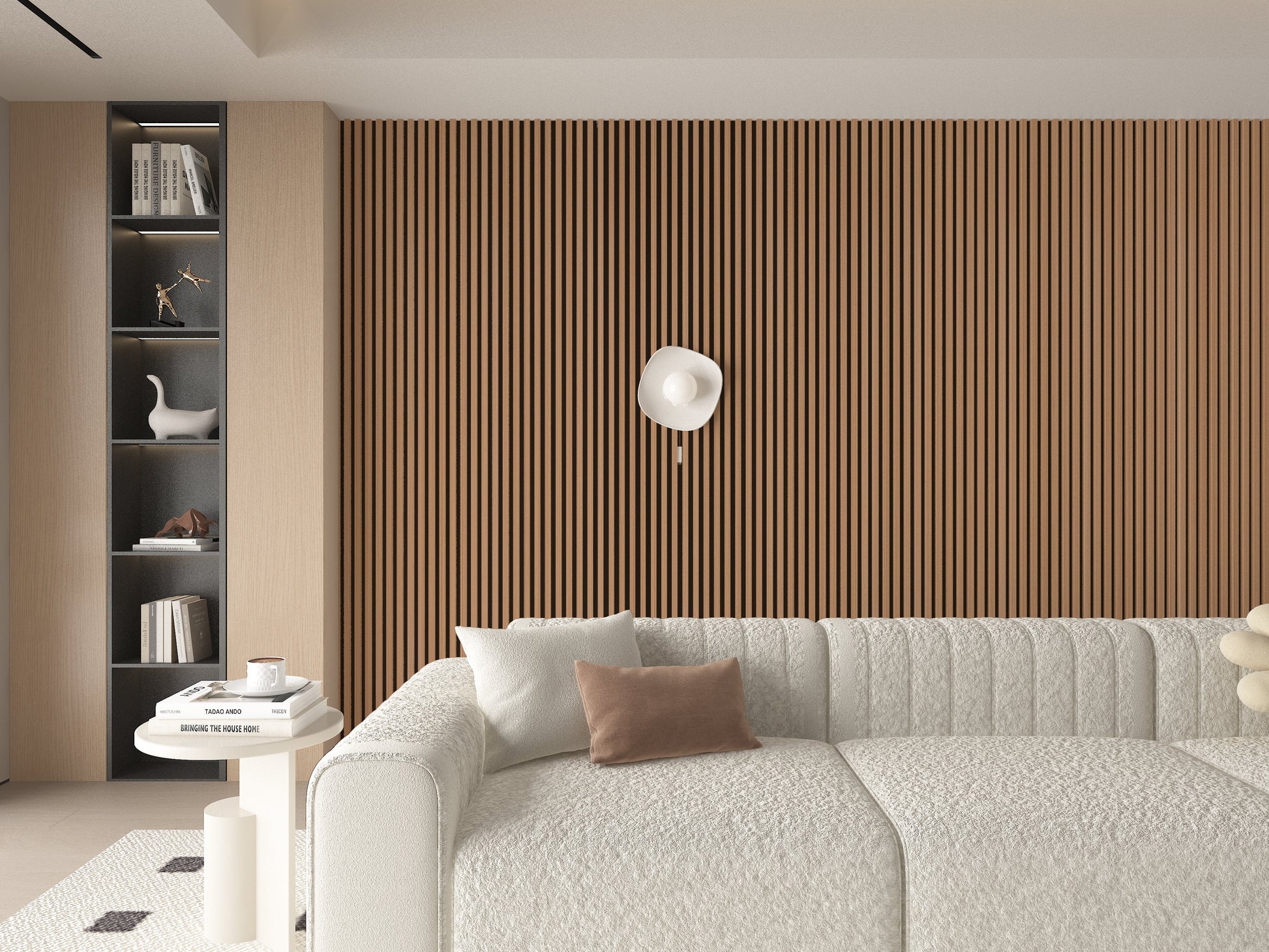 Maple Slate Black WPC Fluted 3D Wall Panels. Wall Decor Center. Living Room Design With WPC Fluted Wall Panels