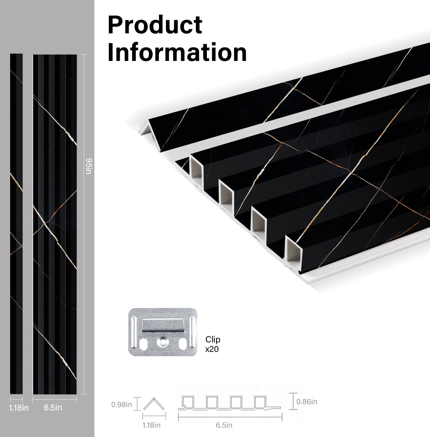 Noir Royale WPC Fluted 3D Wall Panels Specifications. Wall Decor Center