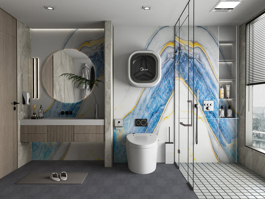 PVC 3D Marble Sheet Blue Drift. Wall Decor Center. Bathroom Design From PVC Marble Sheets