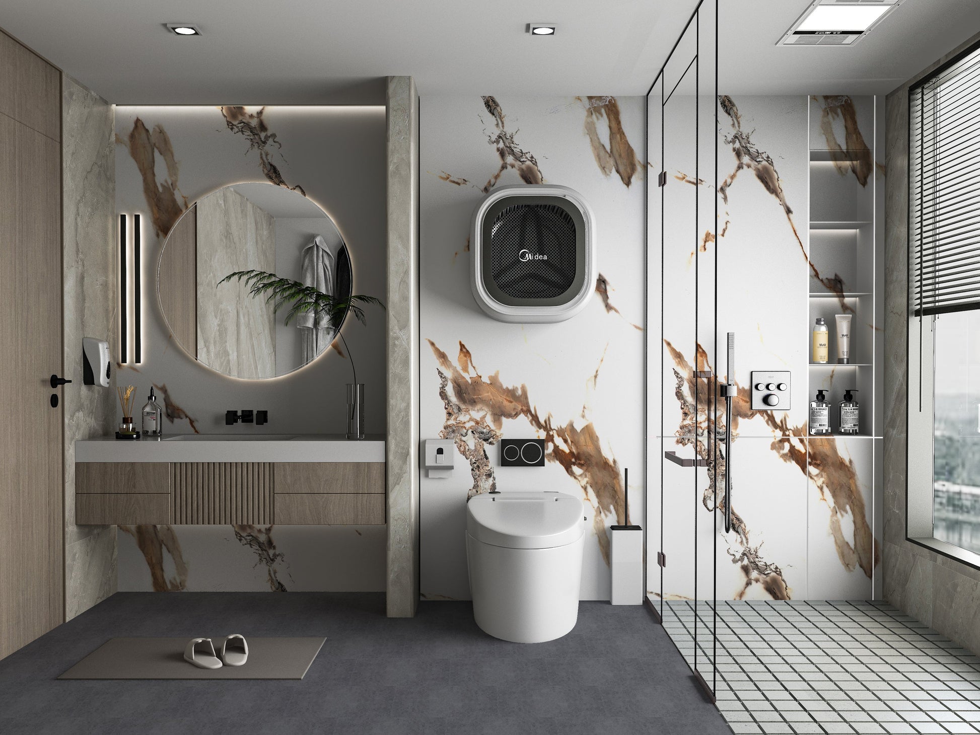 PVC 3D Marble Sheet Ethereal Blush. Wall Decor Center. Bathroom Design From PVC Marble Sheets