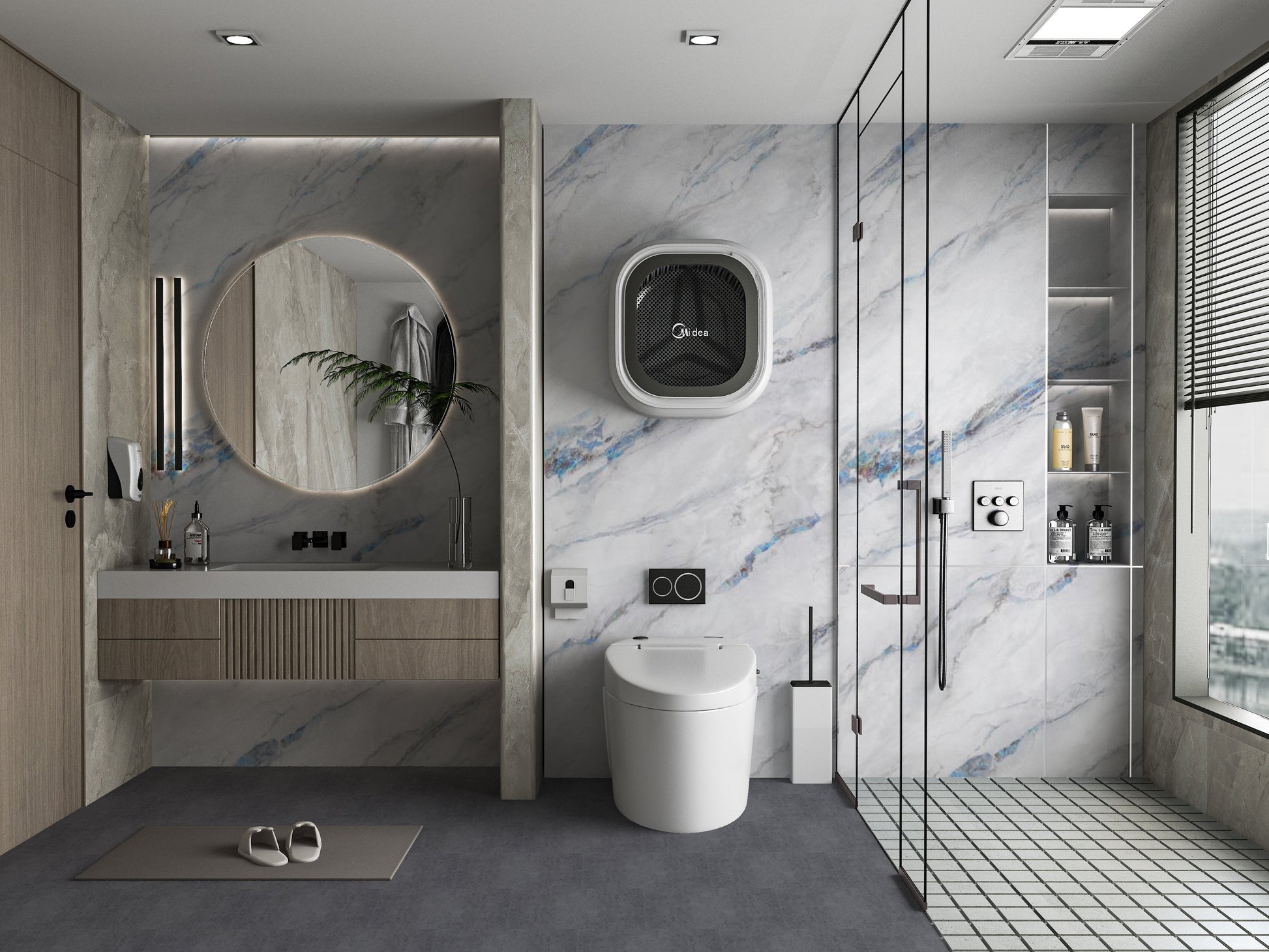 PVC 3D Marble Sheet Bluewave. Wall Decor Center. Bathroom Design From PVC Marble Sheets