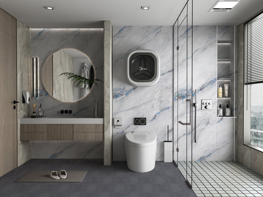 PVC 3D Marble Sheet Bluewave. Wall Decor Center. Bathroom Design From PVC Marble Sheets