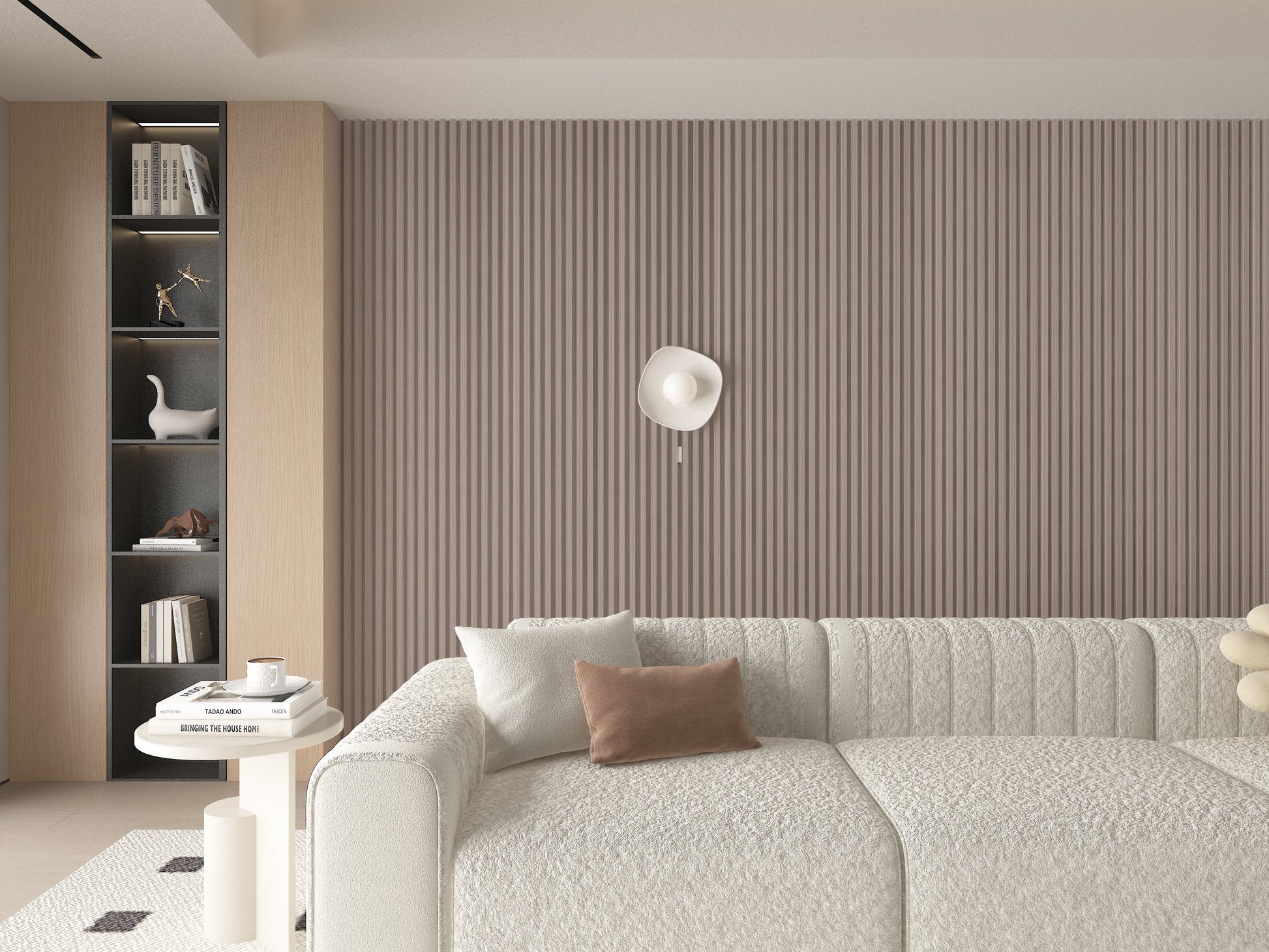 Cedar Oak WPC Fluted 3D Wall Panels. Wall Decor Center. Bedroom Wall Design