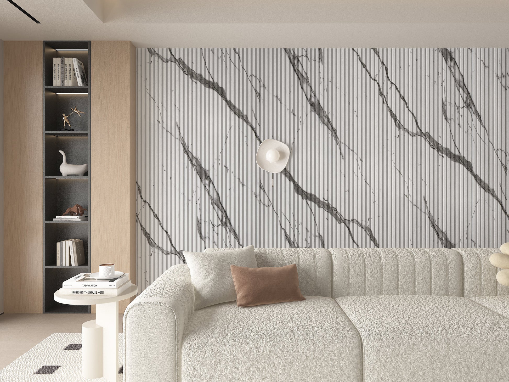 Gray Vain WPC Fluted 3D Wall Panels. Wall Decor Center. Bedroom Wall Design