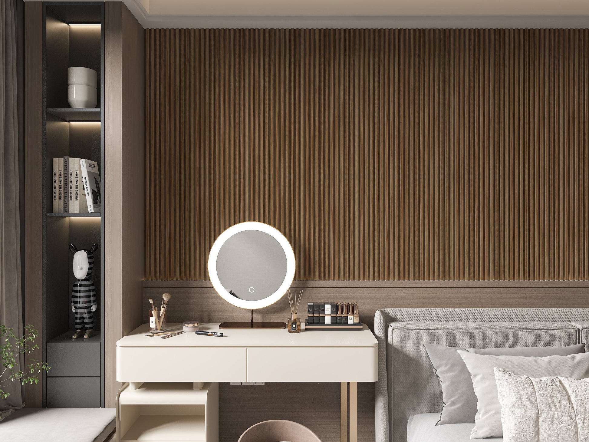 Rustic Maple WPC Fluted 3D Wall Panels. Wall Decor Center. Bedroom Wall Design