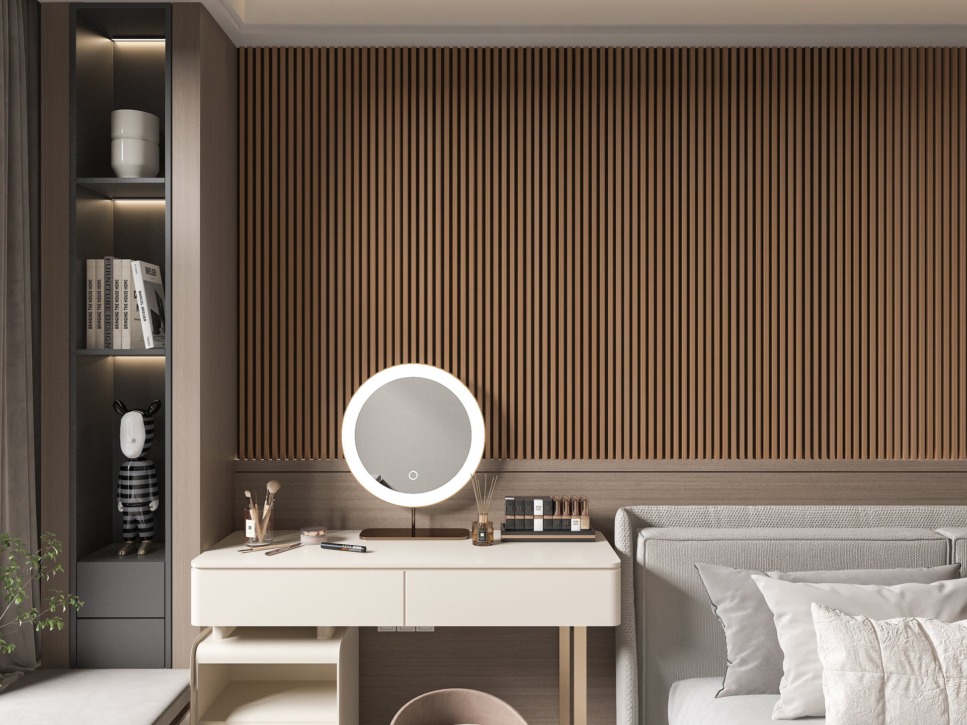Maple Slate Black WPC Fluted 3D Wall Panels. Wall Decor Center. Bedroom Wall Design