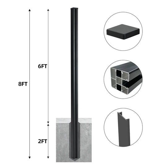 8 Ft In-Ground Fence Post - Set of 1 (Pour Installation)