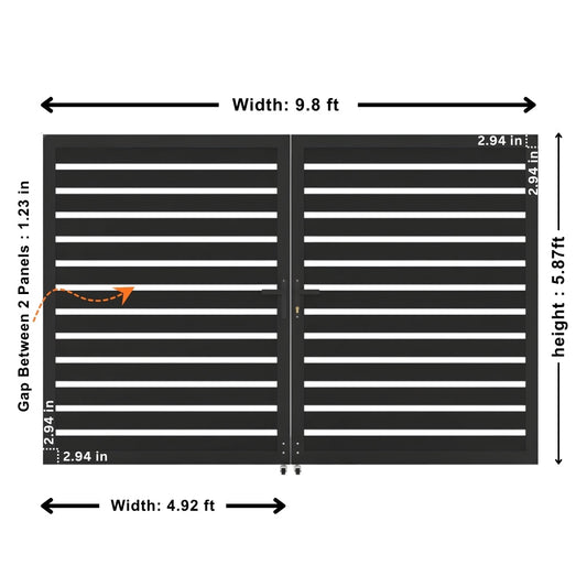 Aluminum Premium Fence Double Gate (10ftx 6ft) – Modern, Heavy Duty, Semi Privacy