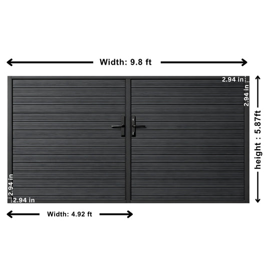 Aluminum Premium Fence Double Gate (10ft x 6ft) – Modern, Heavy Duty, Full Privacy