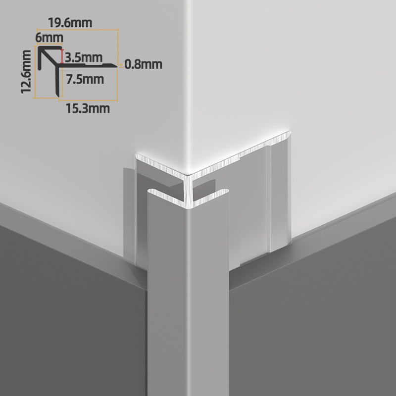 Sharp 90-degree outside corner with aluminum panel trim