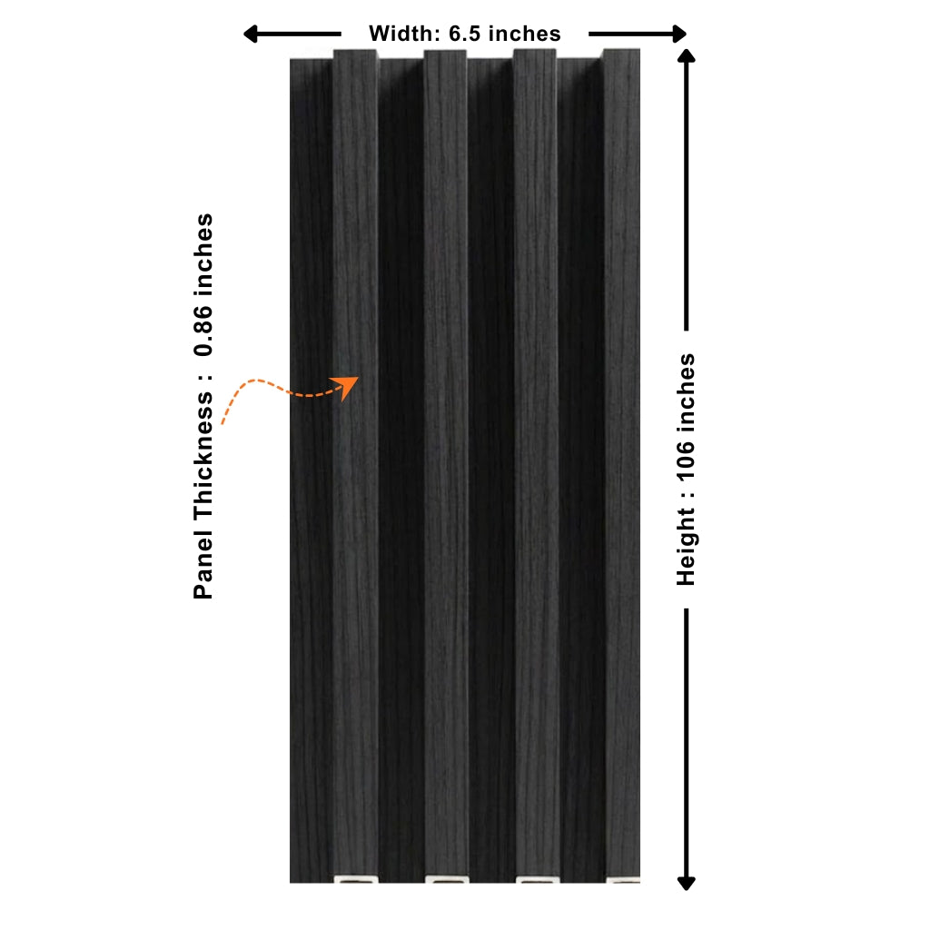 Waterproof Black Timber WPC fluted wall panels