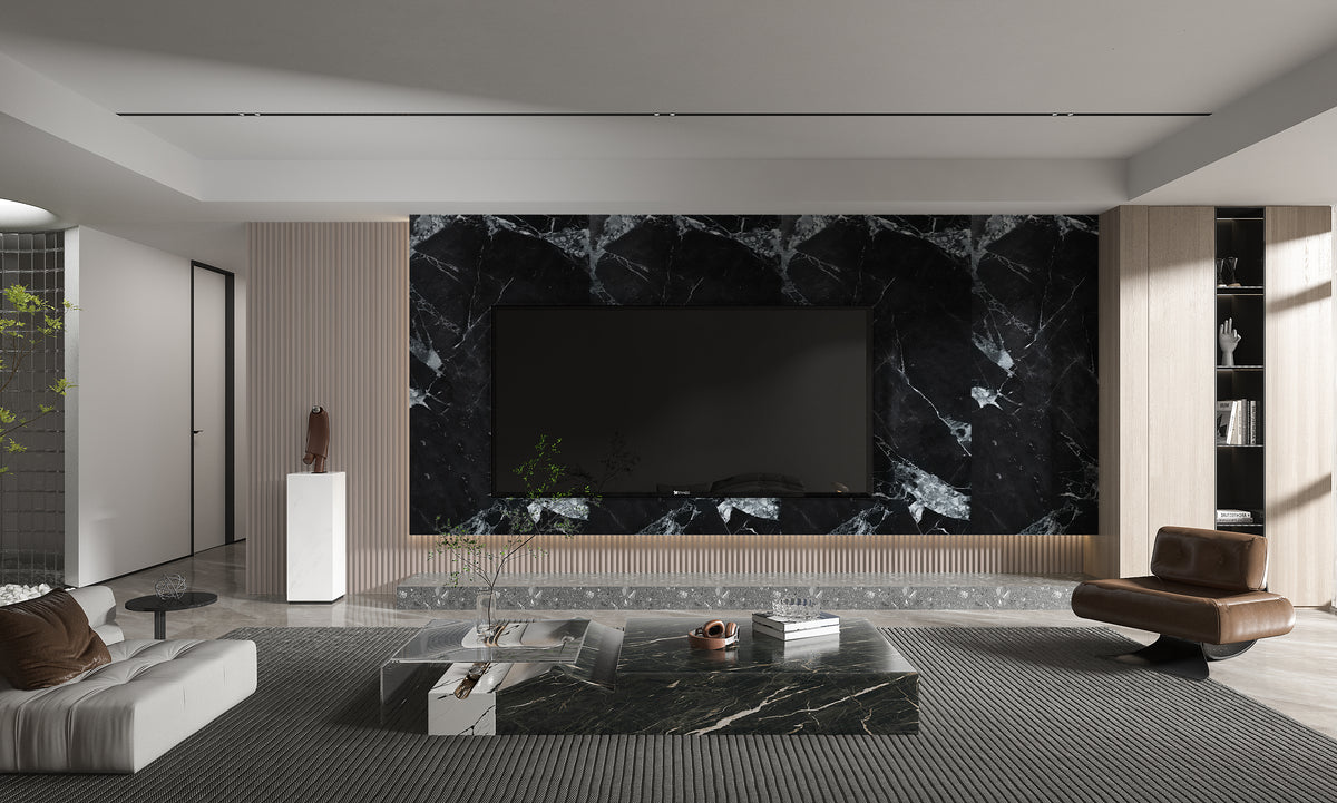 Black and White Marble PVC Wall Panel 8x4 - Fireproof, Waterproof ...