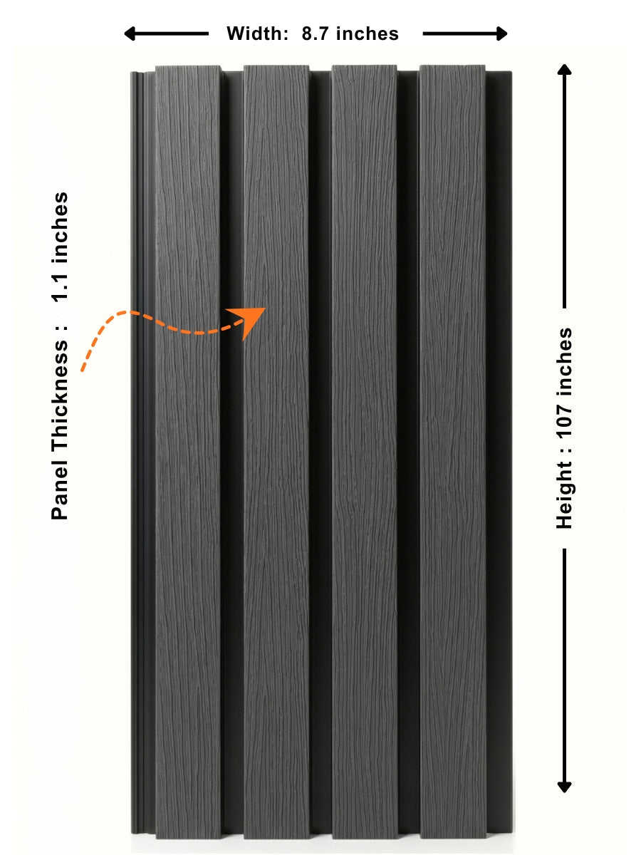 Black Gray Wide Composite Wall Panels